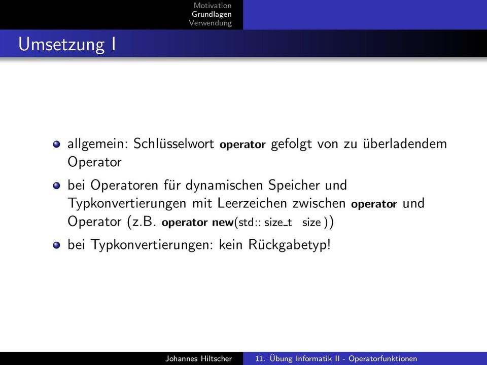 Typkonvertierungen mit Leerzeichen zwischen operator und Operator (z.