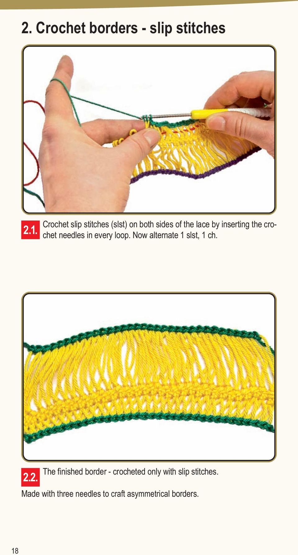 crochet needles in every loop. Now alternate 1 slst, 1 ch. 2.