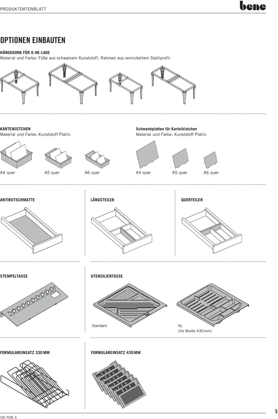Schwenkplatten für Karteikistchen Material und Farbe: Kunststoff Platin.