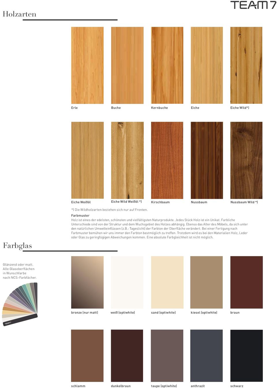 Farbliche Unterschiede sind von der Struktur und dem Wuchsgebiet des Holzes abhängig. Ebenso das Alter des Möbels, da sich unter den natürlichen Umwelteinflüssen (z.b.: Tageslicht) der Farbton der Oberfläche verändert.