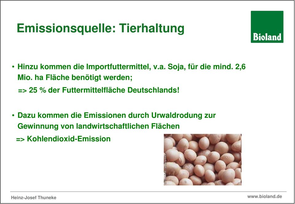 ha Fläche benötigt werden; => 25 % der Futtermittelfläche Deutschlands!
