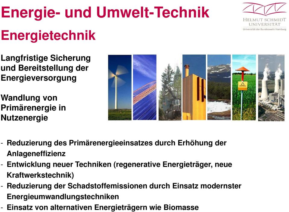 Anlageneffizienz - Entwicklung neuer Techniken (regenerative Energieträger, neue Kraftwerkstechnik) - Reduzierung