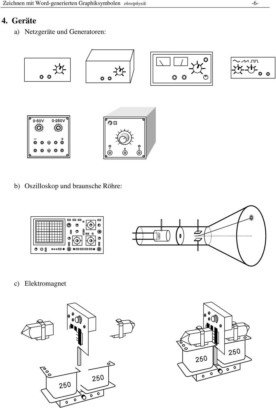 Geräte a) Netzgeräte und Generatoren:
