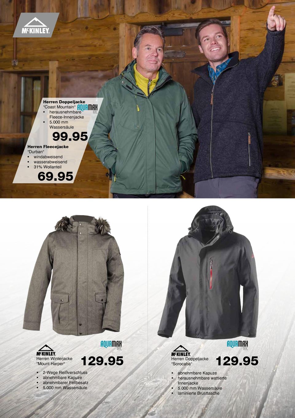 95 Herren Winterjacke Mount Harper 2-Wege Reißverschluss abnehmbarer Fellbesatz 5.