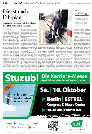 EXTRA: Sonderveröffentlichung in KARRIERE Werben Sie außerhalb gewohnter redaktioneller Umfelder KARRIERE die Beilage der Berliner Morgenpost mit dem Stellen- und Bildungsmarkt ist das regionale