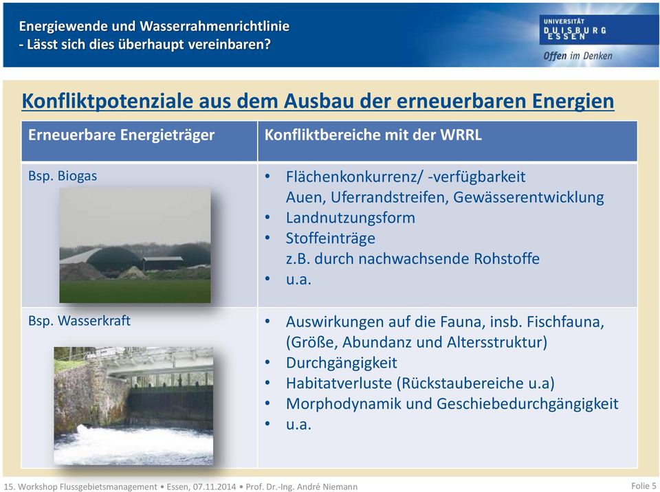 a. Bsp. Wasserkraft Auswirkungen auf die Fauna, insb.