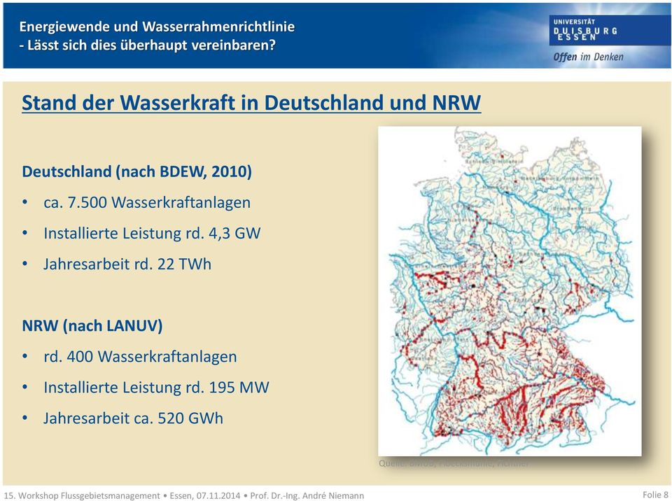 4,3 GW Jahresarbeit rd. 22 TWh NRW (nach LANUV) rd.