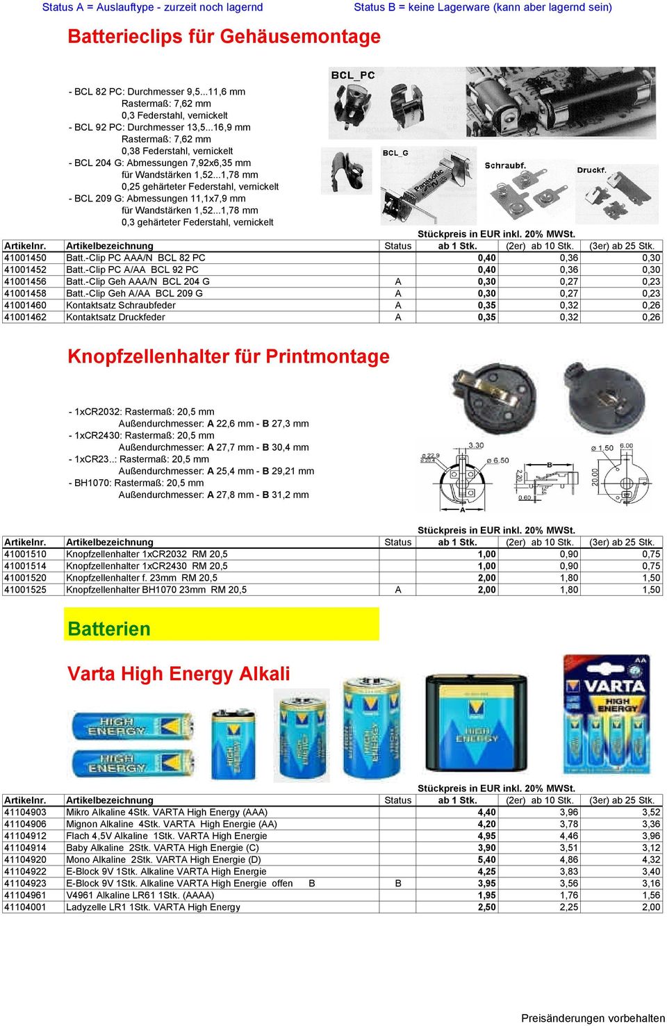 Batteriehalter. Druckanschlussausführung Mignon mit 9Volt Batterieclip  Anschluss. Printausführung Mignon mit Printanschluss - PDF Free Download