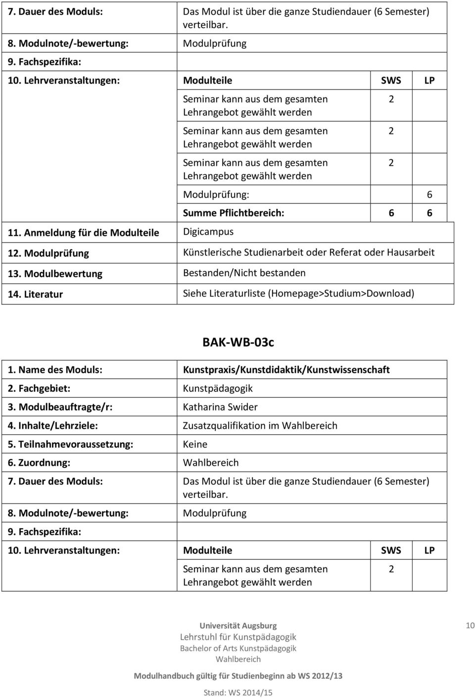 BAK-WB-03c. Fachgebiet: Kunstpädagogik 4.