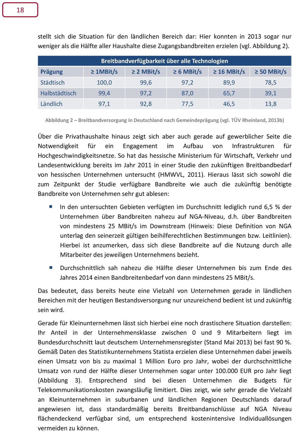 46,5 13,8 Abbildung 2 Breitbandversorgung in Deutschland nach Gemeindeprägung (vgl.