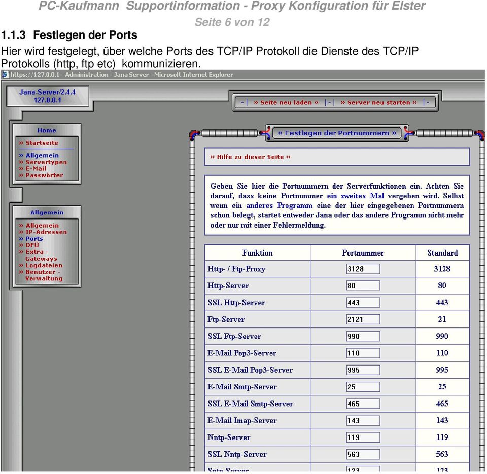 festgelegt, über welche Ports des TCP/IP