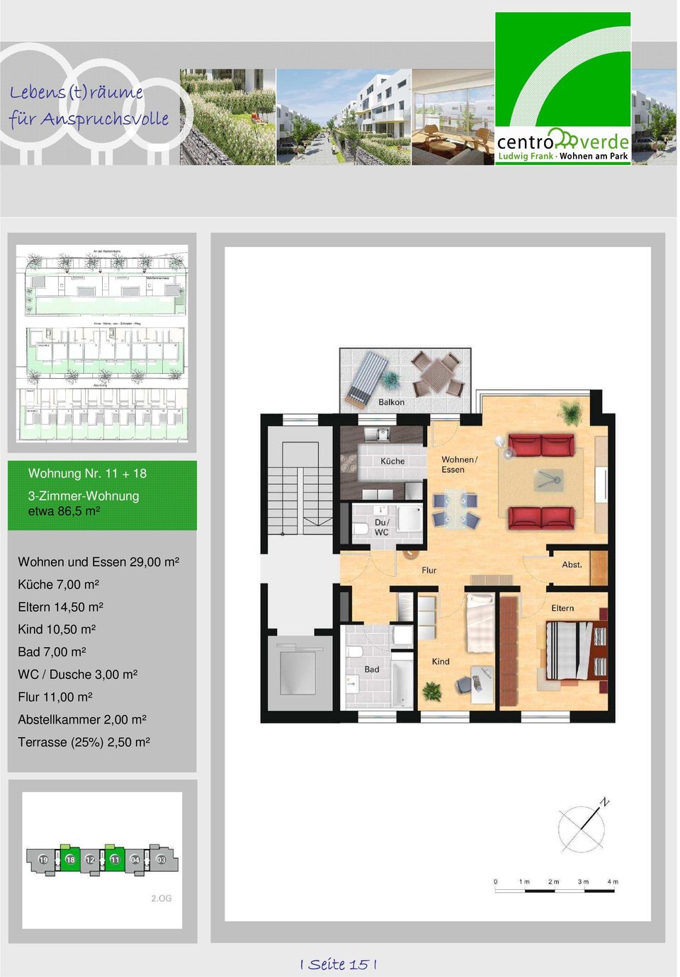 29,00 m² Küche 7,00 m² Eltern 14,50 m² Kind 10,50 m² Bad