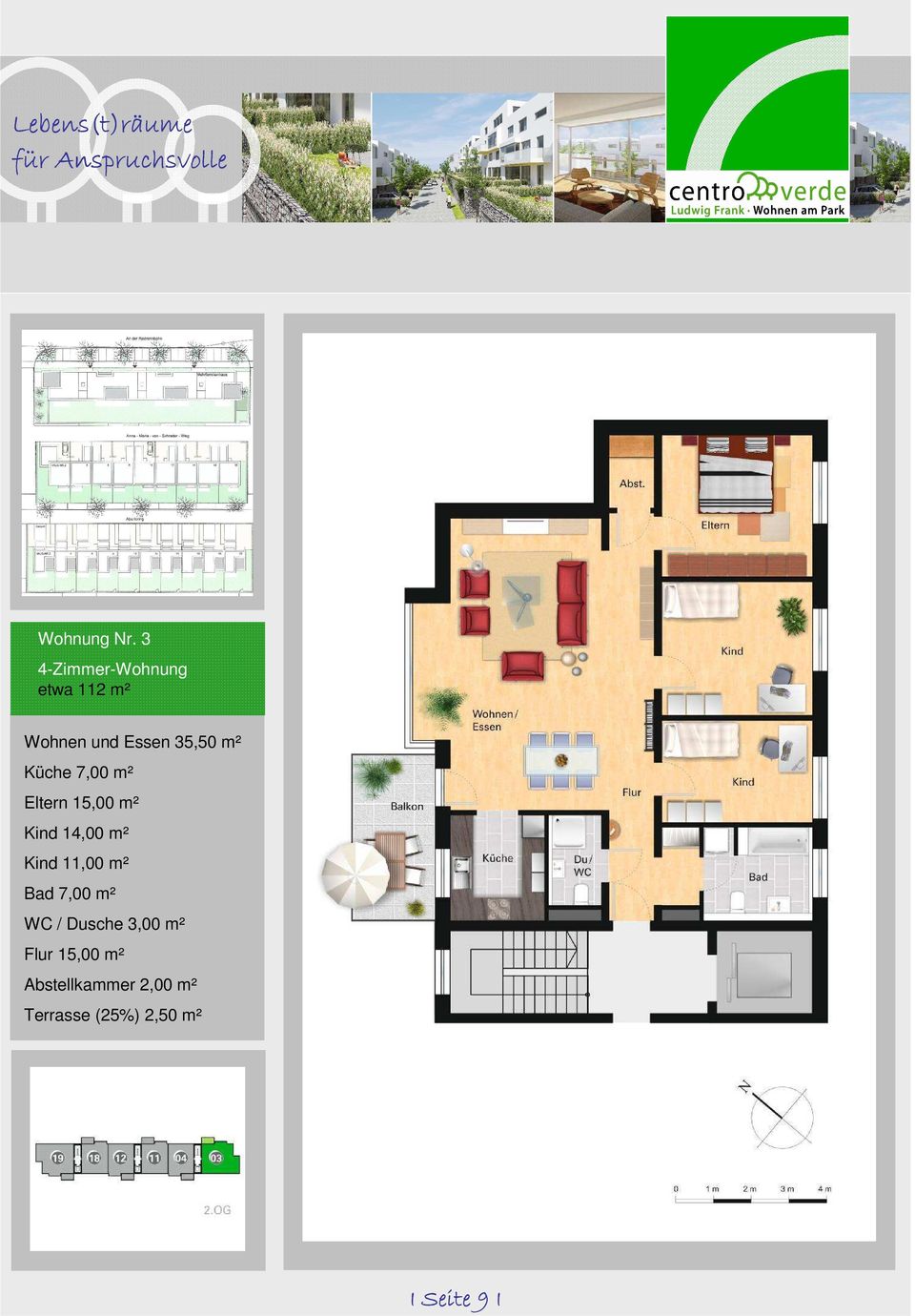 Küche 7,00 m² Eltern 15,00 m² Kind 14,00 m² Kind 11,00 m²