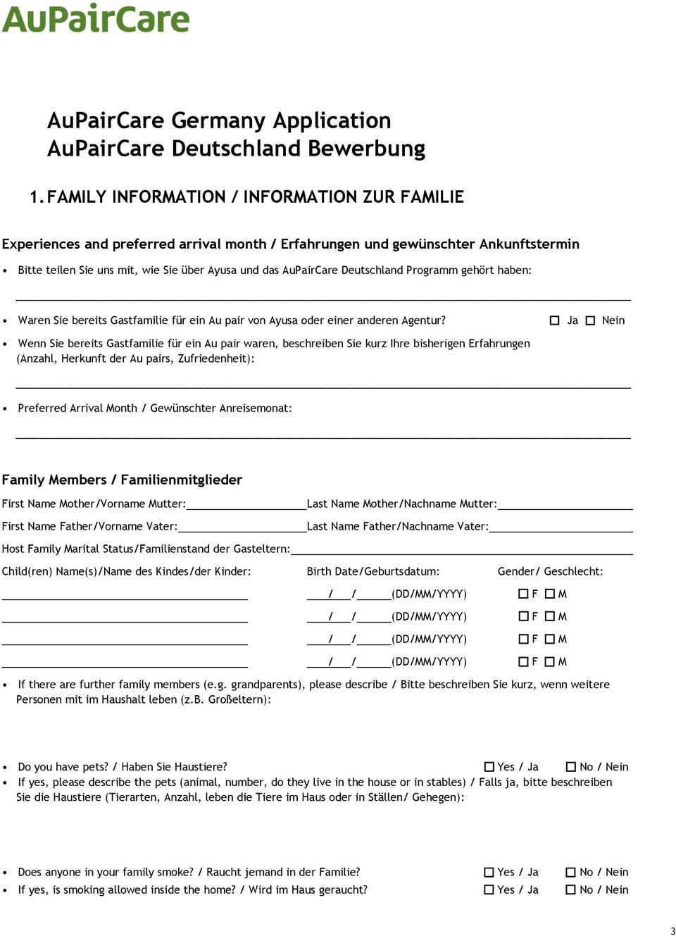 Deutschland Programm gehört haben: Waren Sie bereits Gastfamilie für ein Au pair von Ayusa oder einer anderen Agentur?