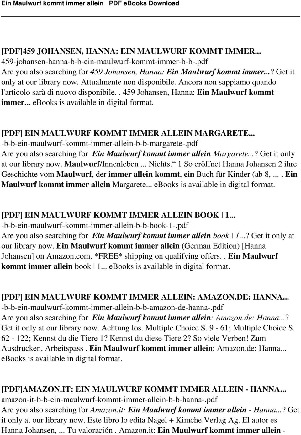 .. ebooks is available in digital format. [PDF] EIN MAULWURF KOMMT IMMER ALLEIN MARGARETE... -b-b-ein-maulwurf-kommt-immer-allein-b-b-margarete-.