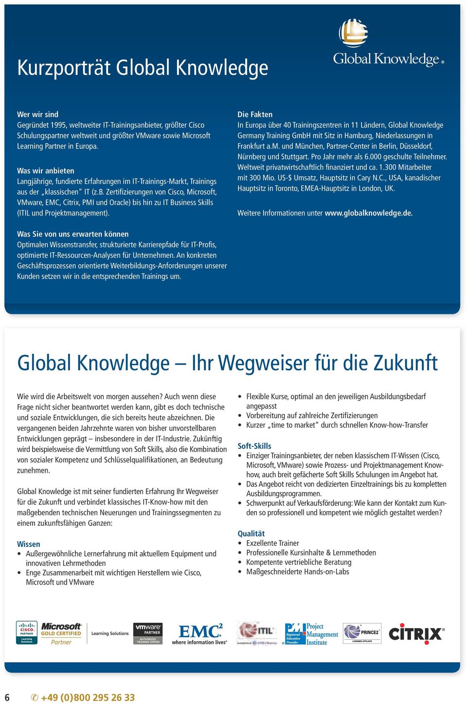 Die Fakten In Europa über 40 Trainingszentren in 11 Ländern, Global Knowledge Germany Training GmbH mit Sitz in Hamburg, Niederlassungen in Frankfurt a.m. und München, Partner-Center in Berlin, Düsseldorf, Nürnberg und Stuttgart.