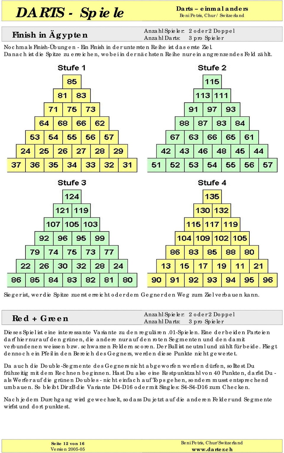 Red + Green Anzahl Spieler: 2 oder 2 Doppel Dieses Spiel ist eine interessante Variante zu den regulären.01-spielen.