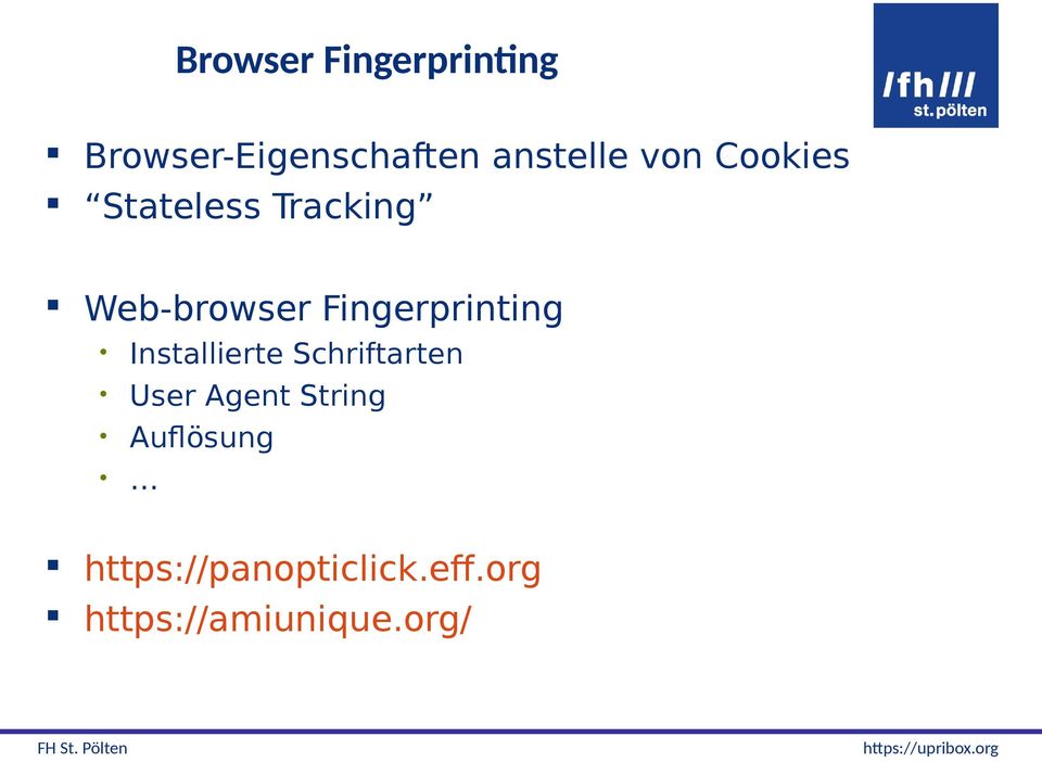 Fingerprinting Installierte Schriftarten User Agent