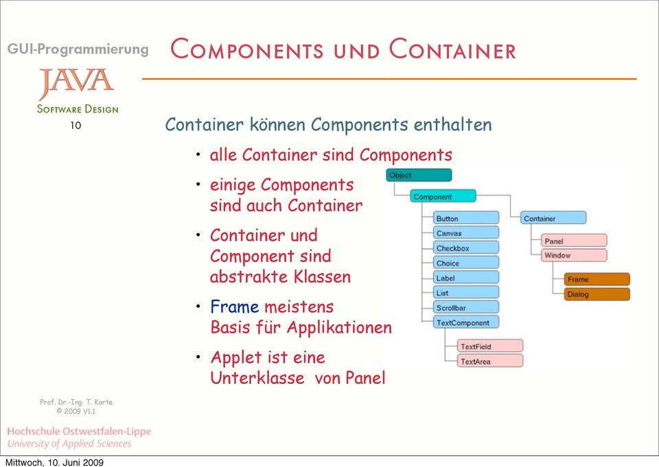 auch Container Container und Component sind abstrakte Klassen