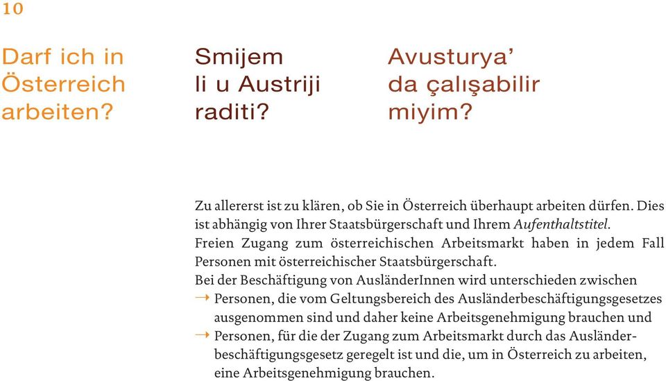 Freien Zugang zum österreichischen Arbeitsmarkt haben in jedem Fall Personen mit österreichischer Staatsbürgerschaft.