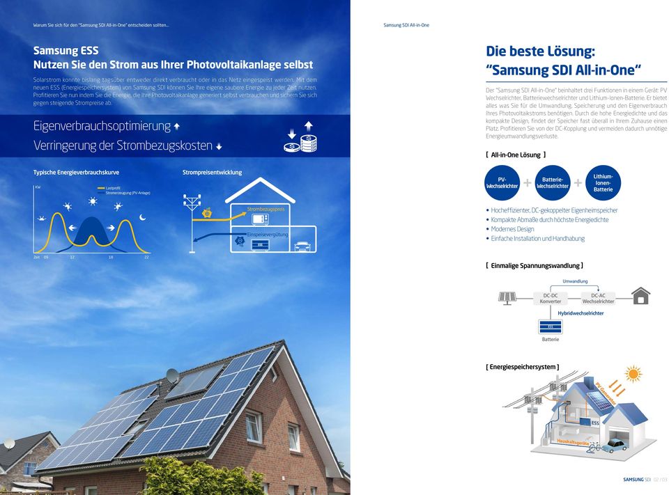 Mit dem neuen ESS (Energiespeichersystem) von Samsung SDI können Sie Ihre eigene saubere Energie zu jeder Zeit nutzen.
