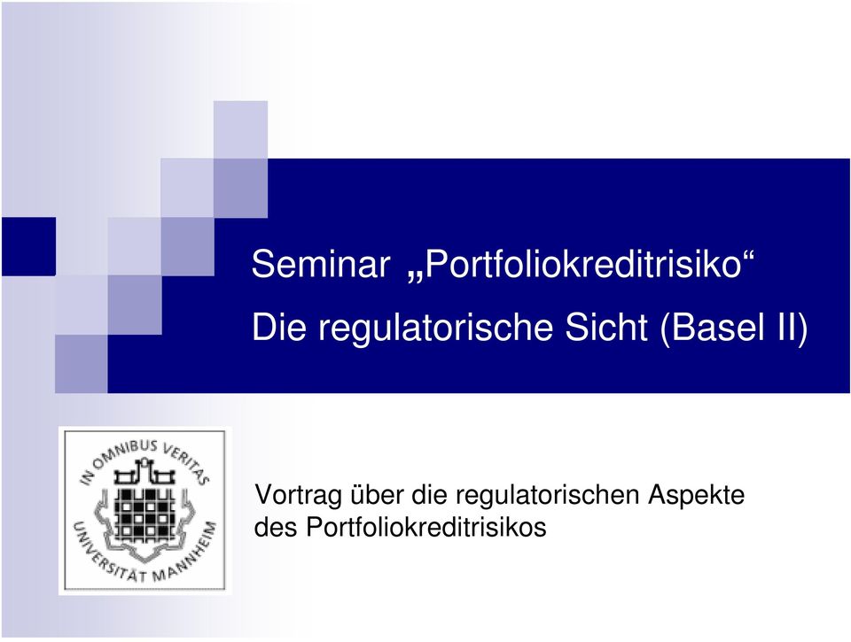 Vortrag über die regulatorischen