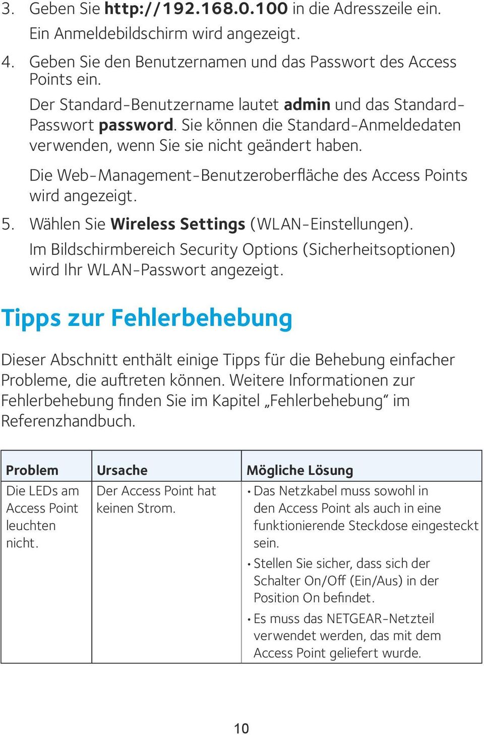 Die Web-Management-Benutzeroberfläche des Access Points wird angezeigt. 5. Wählen Sie Wireless Settings (WLAN-Einstellungen).