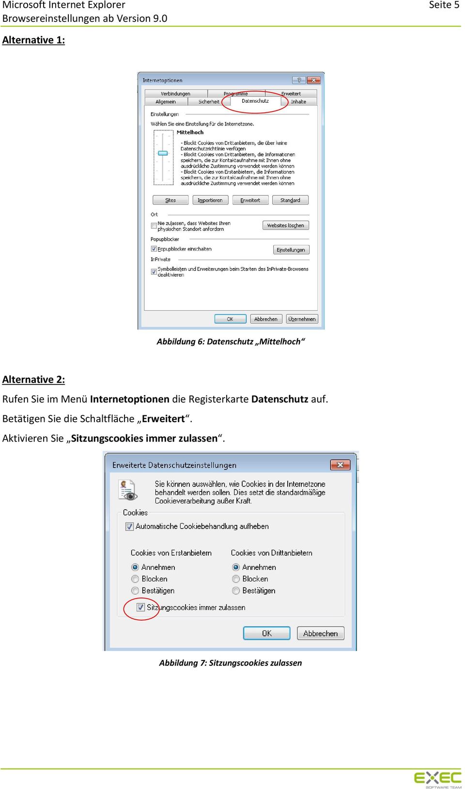 die Registerkarte Datenschutz auf.