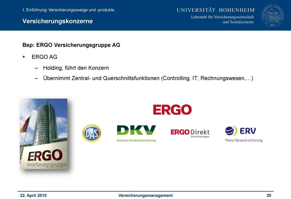 ERGO AG Holding, führt den Konzern Übernimmt Zentral-