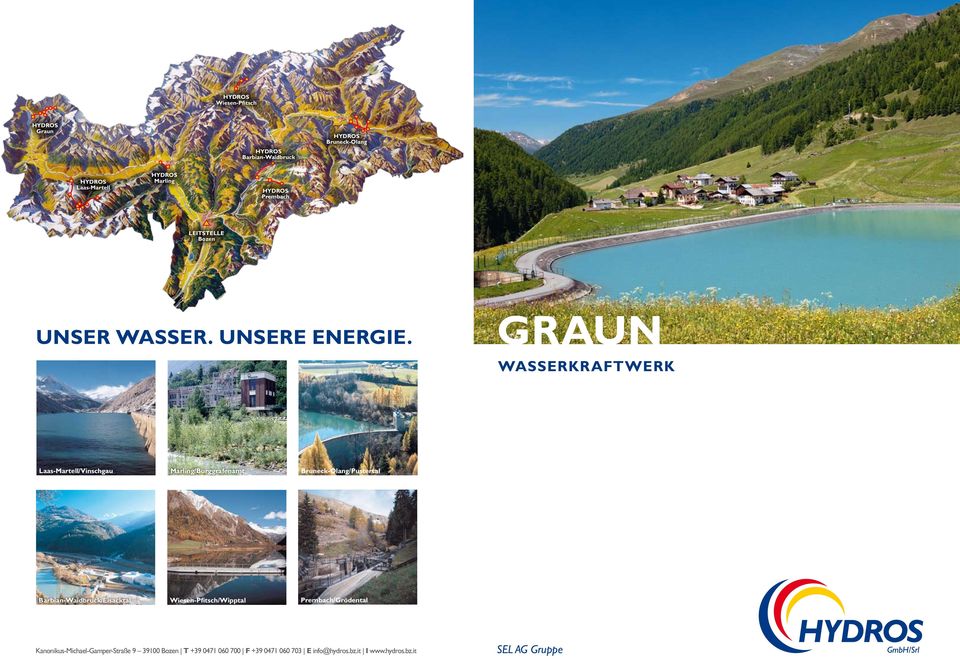 graun wasserkraftwerk Laas-Martell/Vinschgau Marling/Burggrafenamt Bruneck-Olang/Pustertal