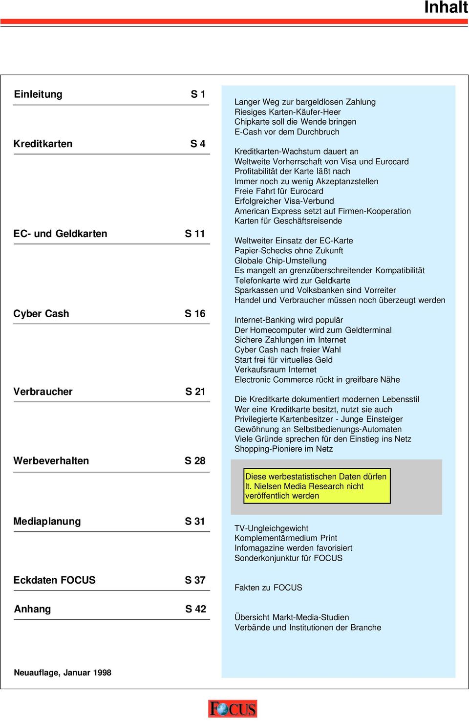 Inhalt. Einleitung S 1. Kreditkarten S 4. EC- und Geldkarten S 11. Cyber  Cash S 16. Verbraucher S 21. Werbeverhalten S PDF Free Download