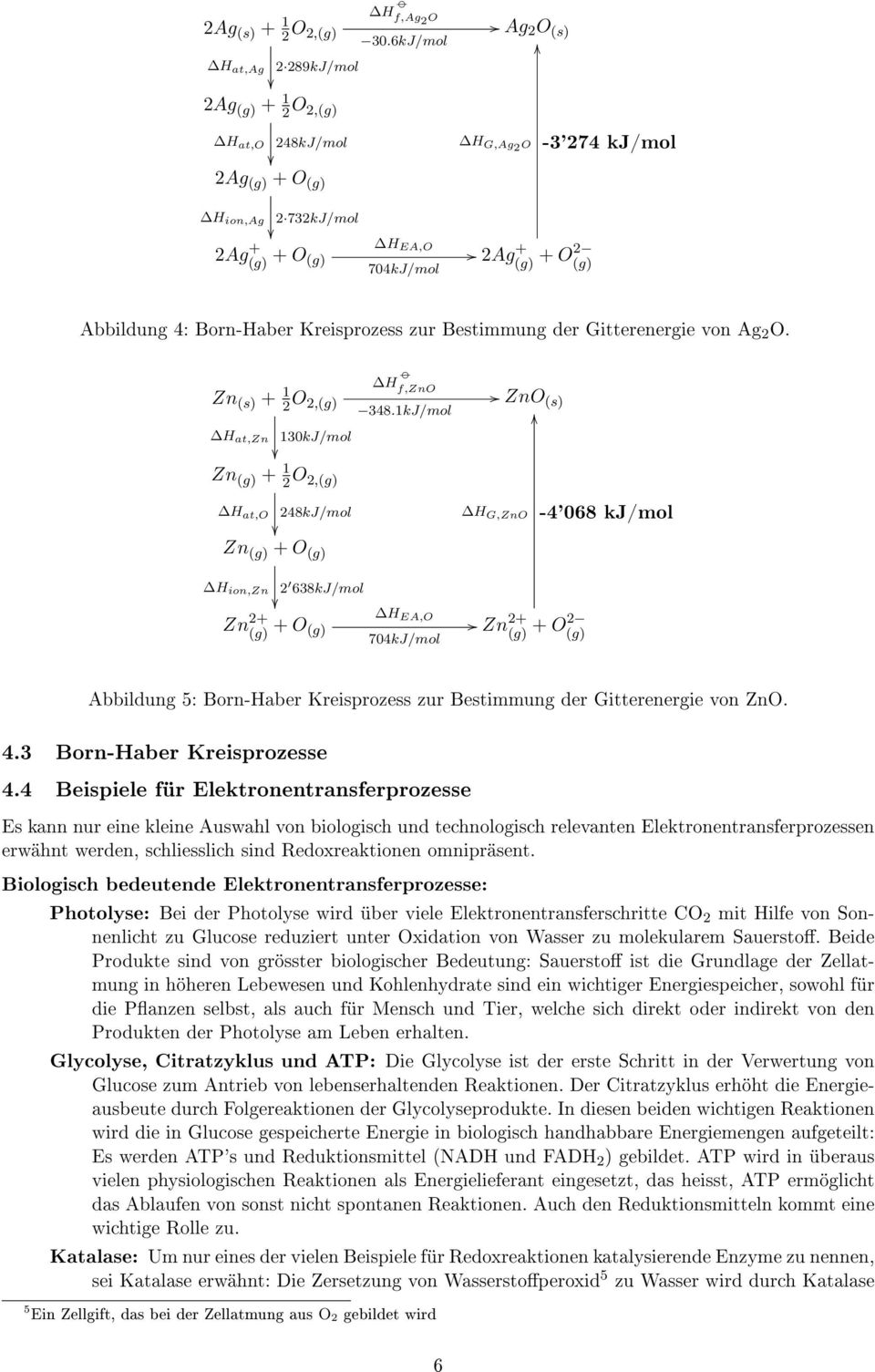 Bestimmung der Gitterenergie von Ag 2 O. Zn (s) + 1 2 O 2,(g) H at,zn 130kJ/mol Zn (g) + 1 2 O 2,(g) Hf,ZnO 348.
