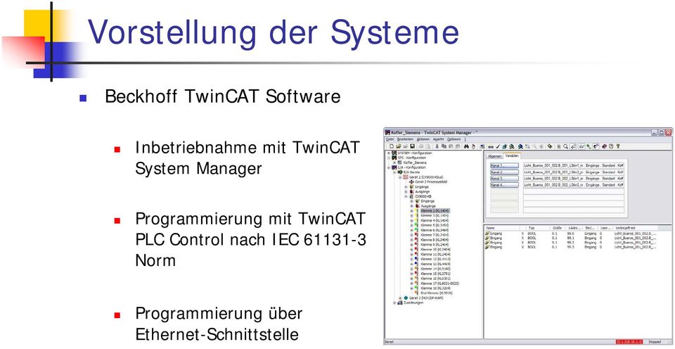 Manager Programmierung mit TwinCAT PLC Control