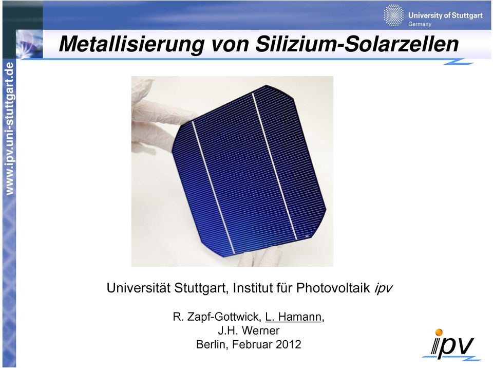 Stuttgart, Institut für Photovoltaik