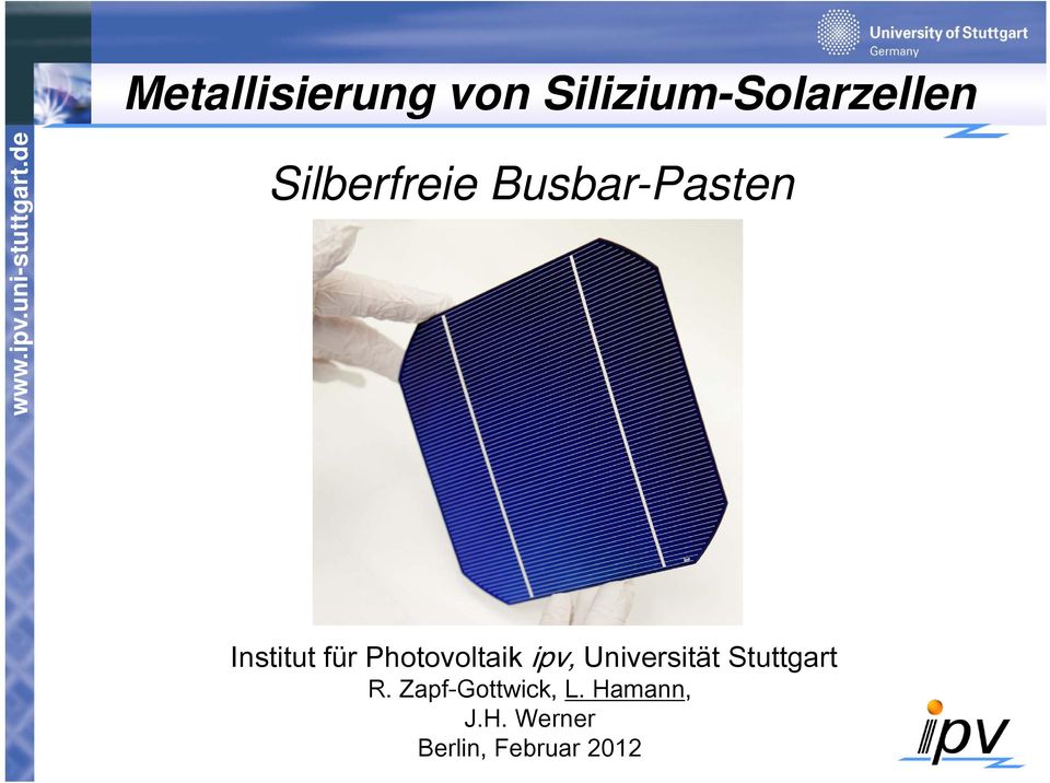 Photovoltaik ipv, Universität Stuttgart R.