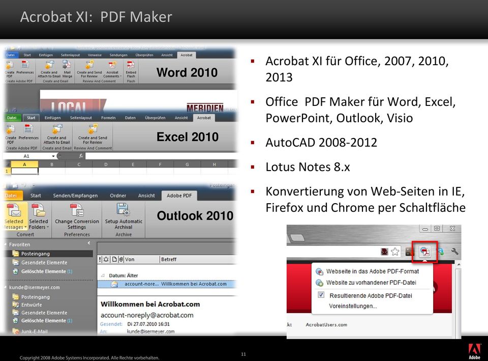 Outlook, Visio AutoCAD 2008-2012 Lotus Notes 8.