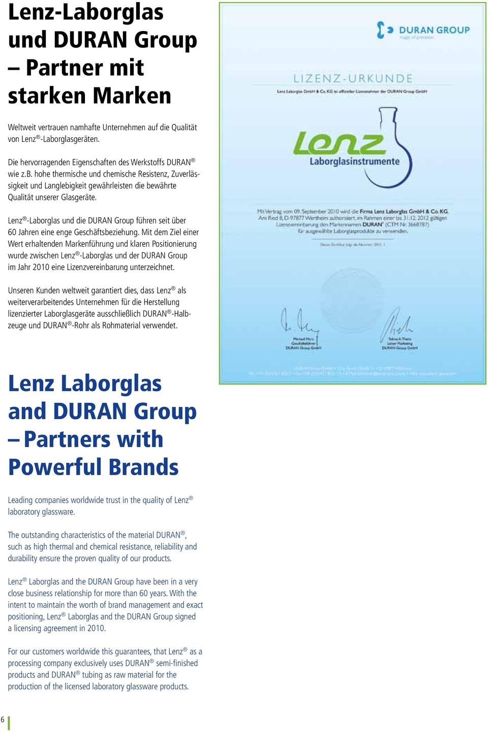 Lenz -Laborglas und die DURAN Group führen seit über 60 Jahren eine enge Geschäftsbeziehung.
