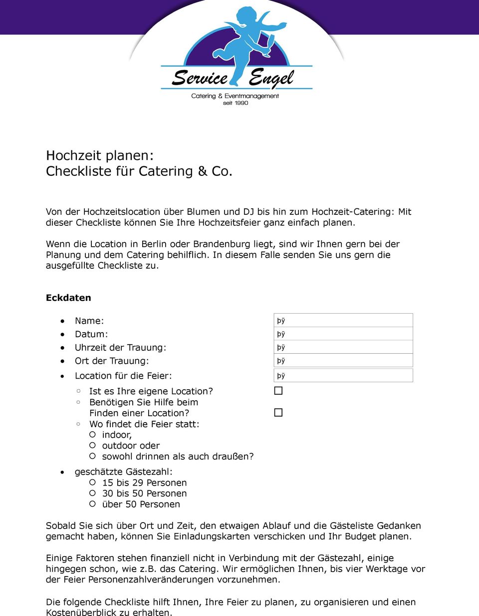 Hochzeit Planen Checkliste Fur Catering Co Pdf Kostenfreier Download
