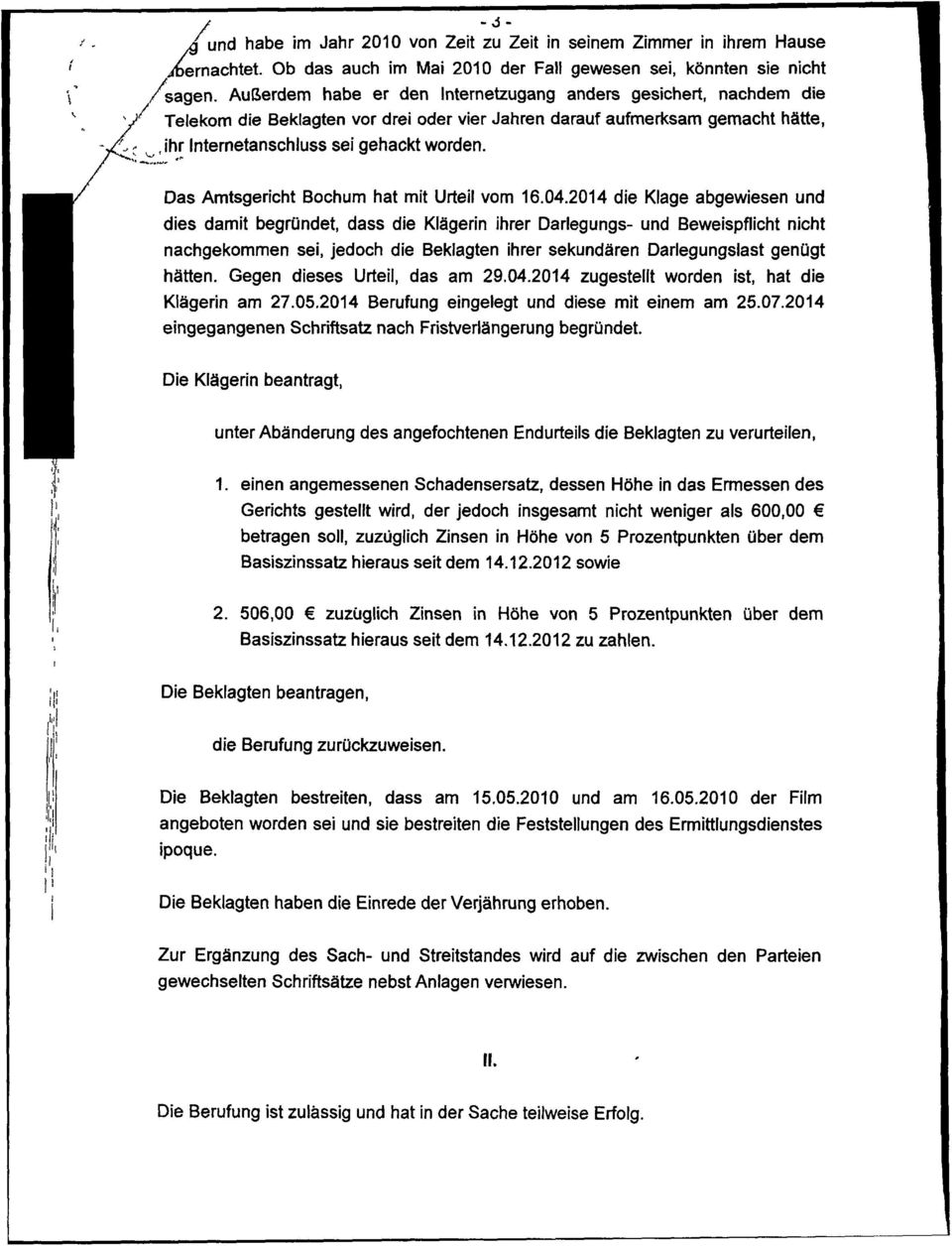 ' -....,,. Das Amtsgericht Bochum hat mit Urteil vom 16.04.