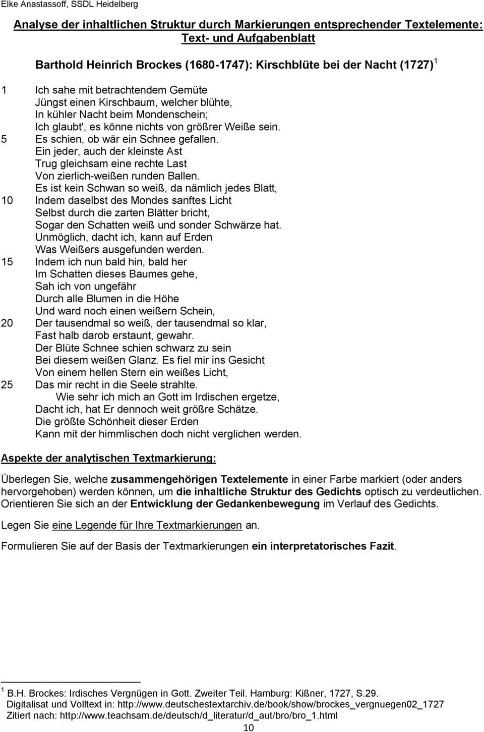 Zur Methodik Der Lyrikinterpretation Wege Der Texterschliessung 2 Materialteil Pdf Free Download