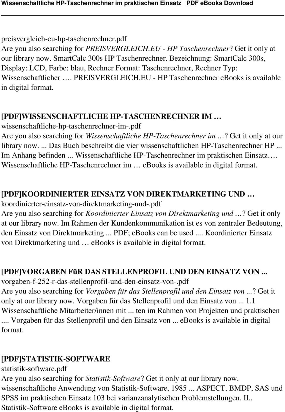 EU - HP Taschenrechner ebooks is available in digital [PDF]WISSENSCHAFTLICHE HP-TASCHENRECHNER IM wissenschaftliche-hp-taschenrechner-im-.