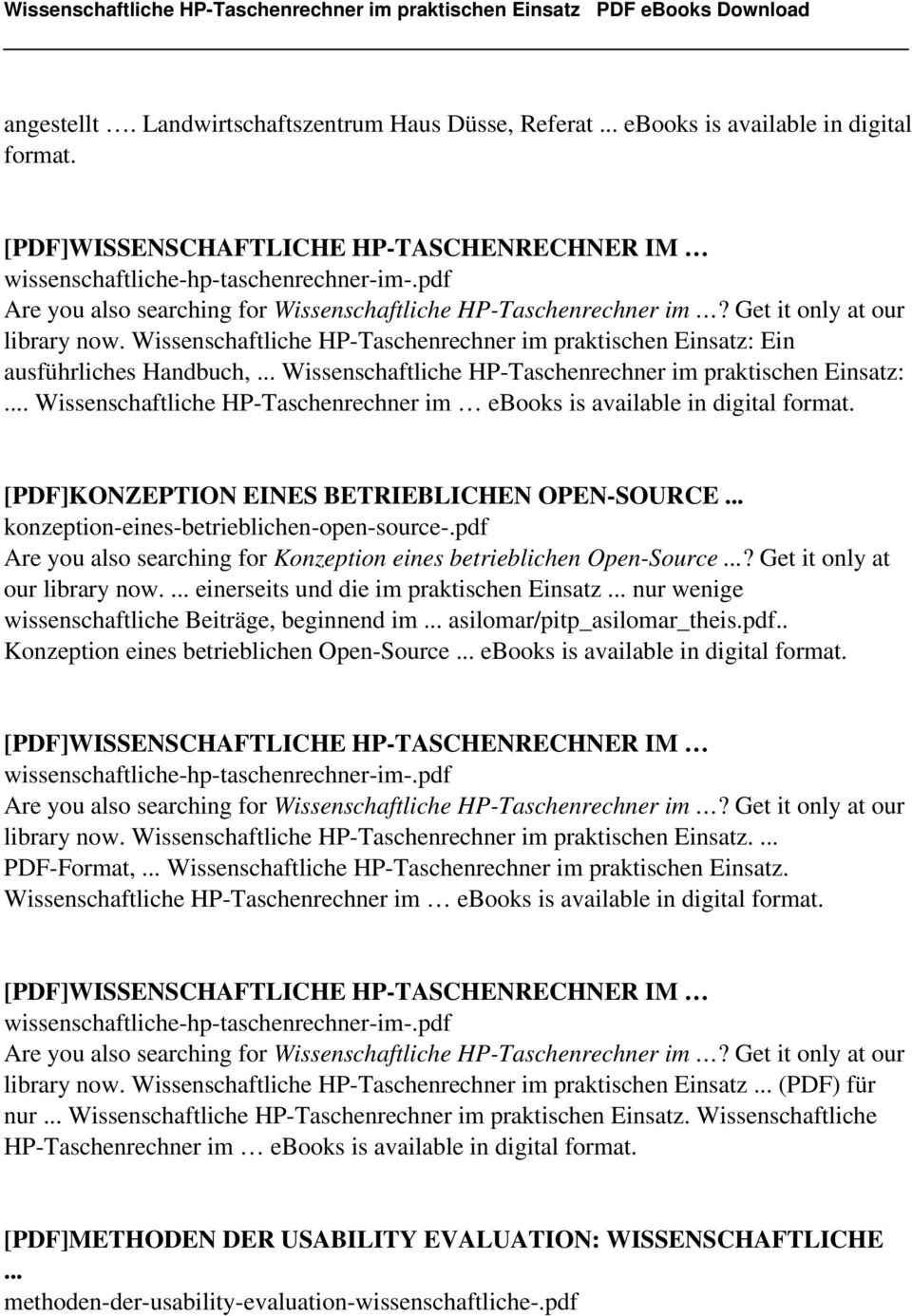.. Wissenschaftliche HP-Taschenrechner im praktischen Einsatz:... Wissenschaftliche HP-Taschenrechner im ebooks is available in digital [PDF]KONZEPTION EINES BETRIEBLICHEN OPEN-SOURCE.