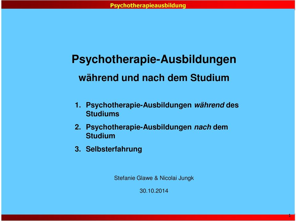 Psychotherapie-Ausbildungen während des Studiums 2.