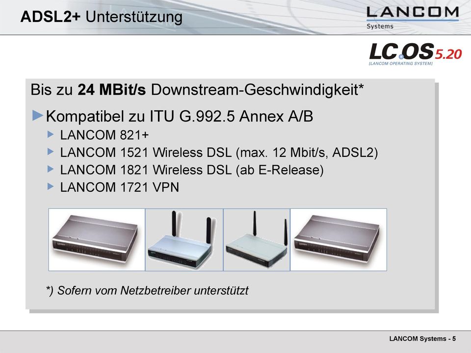 5 Annex A/B LANCOM 821+ LANCOM 1521 Wireless DSL (max.