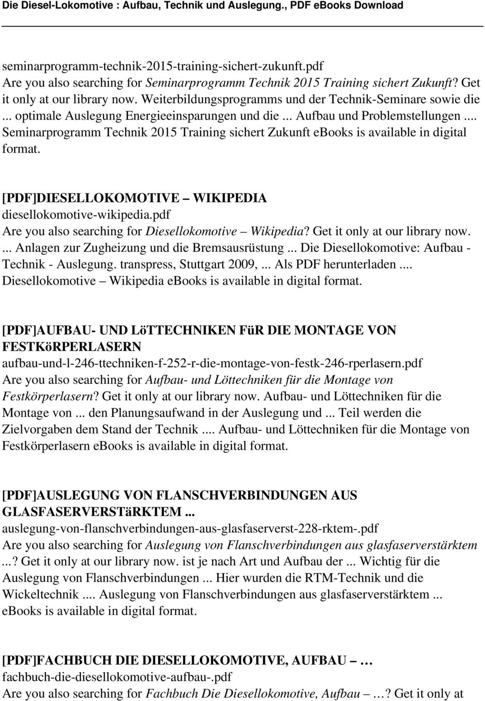 .. Seminarprogramm Technik 2015 Training sichert Zukunft ebooks is available in digital format. [PDF]DIESELLOKOMOTIVE WIKIPEDIA diesellokomotive-wikipedia.
