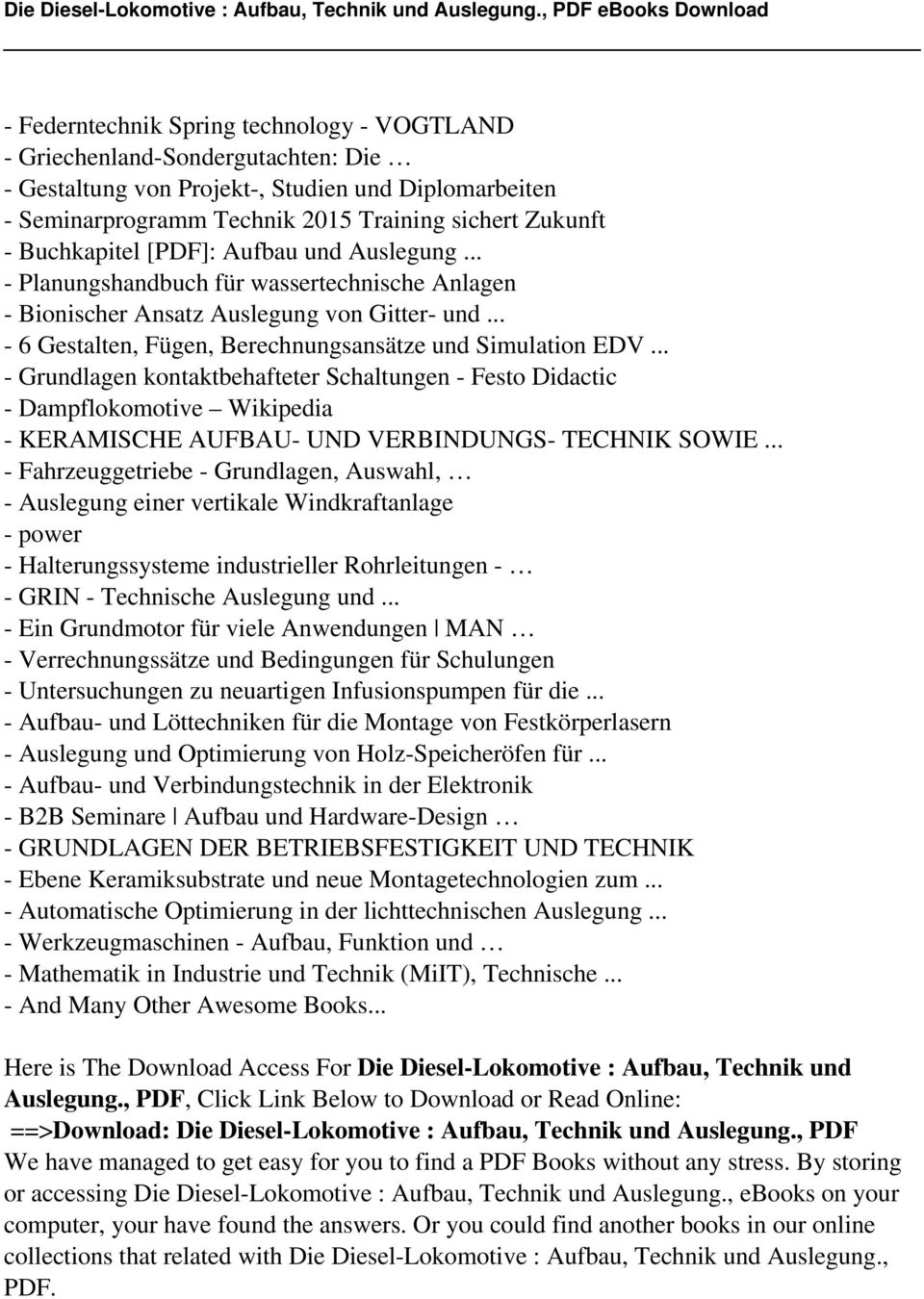 .. - Grundlagen kontaktbehafteter Schaltungen - Festo Didactic - Dampflokomotive Wikipedia - KERAMISCHE AUFBAU- UND VERBINDUNGS- TECHNIK SOWIE.