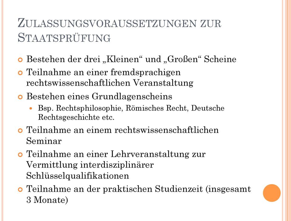 Rechtsphilosophie, Römisches Recht, Deutsche Rechtsgeschichte etc.
