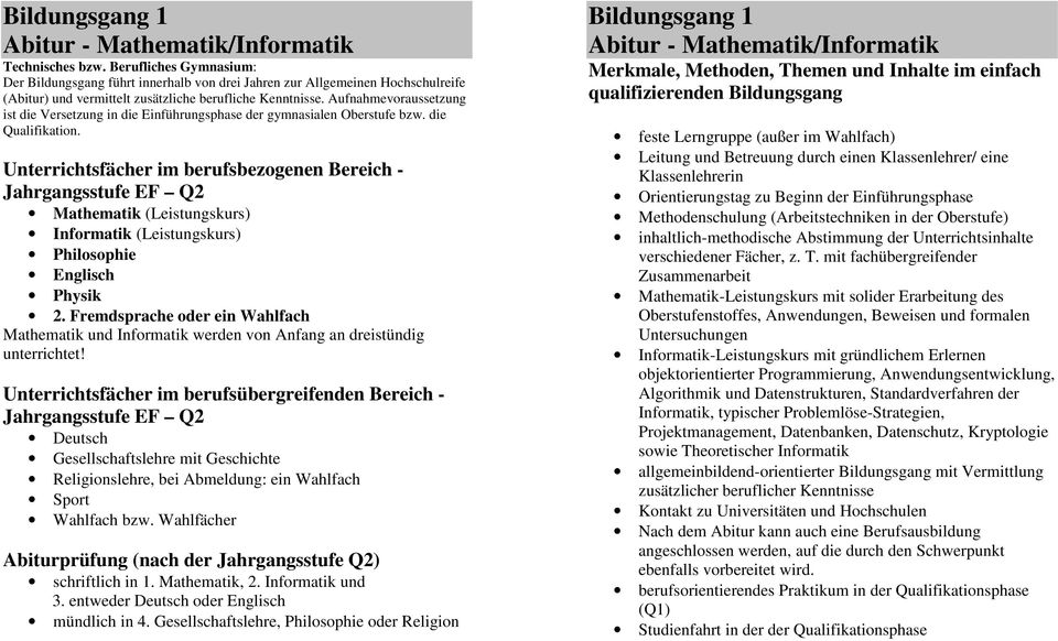 Aufnahmevoraussetzung ist die Versetzung in die Einführungsphase der gymnasialen Oberstufe bzw. die Qualifikation.