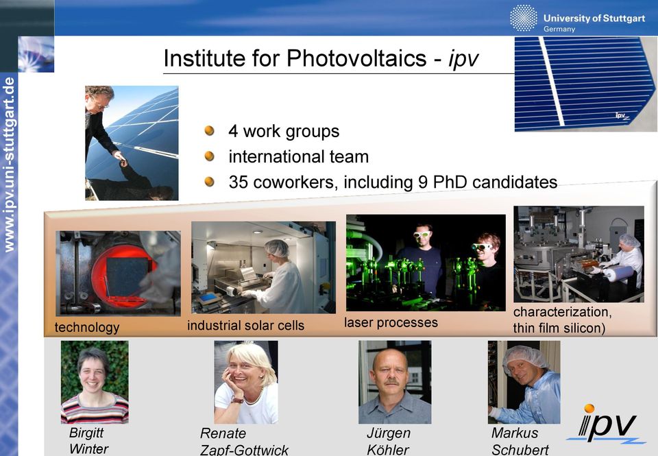 international team 35 coworkers, including 9 PhD candidates