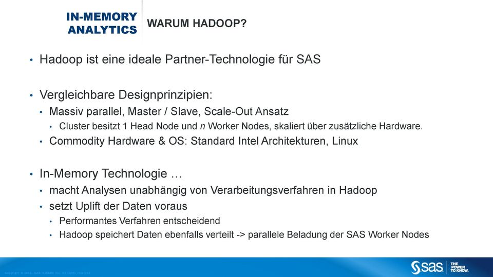 Head Node und n Worker Nodes, skaliert über zusätzliche Hardware.